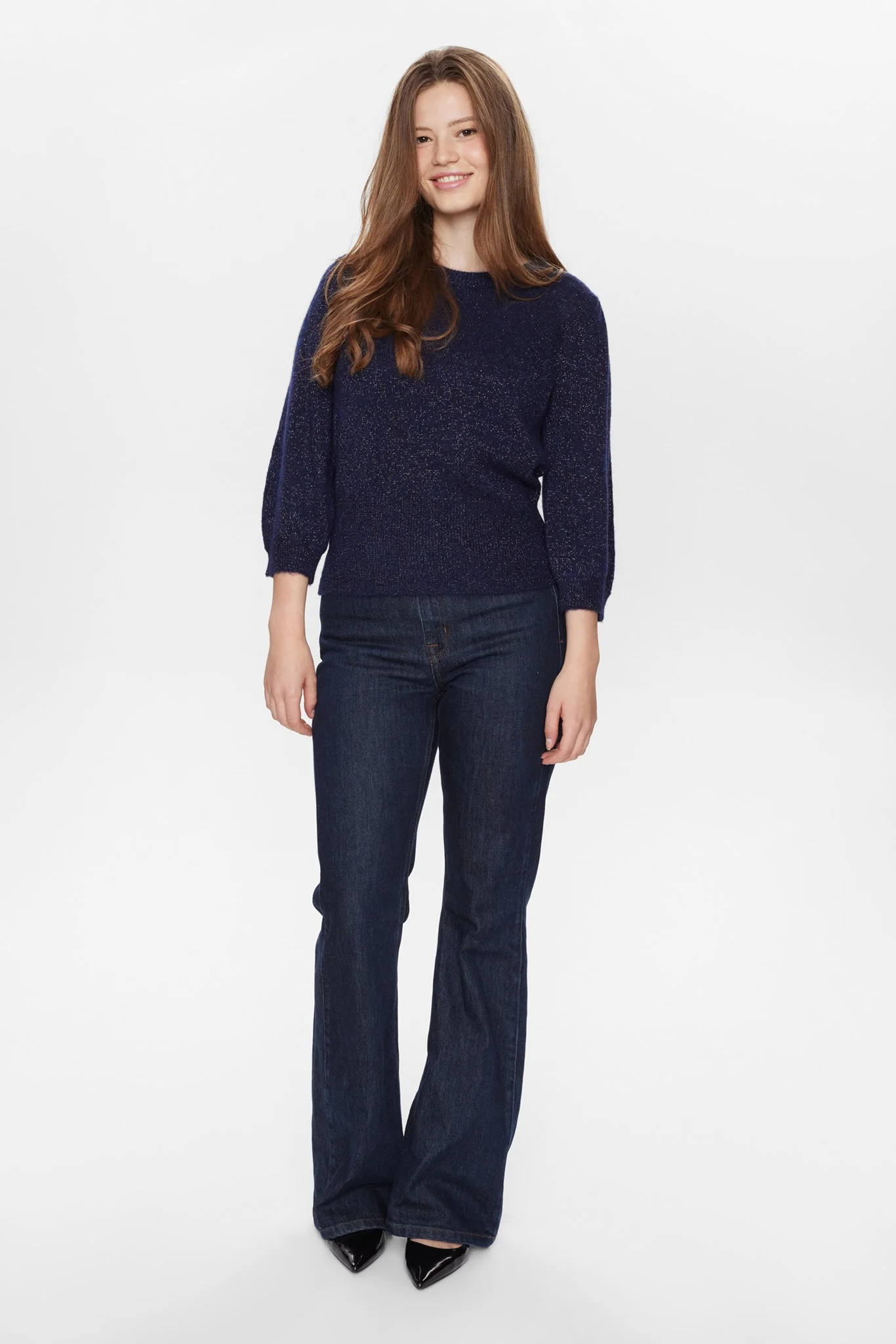 NURIETTA LUREX SS PULLOVER - Dress Blues - Image 3