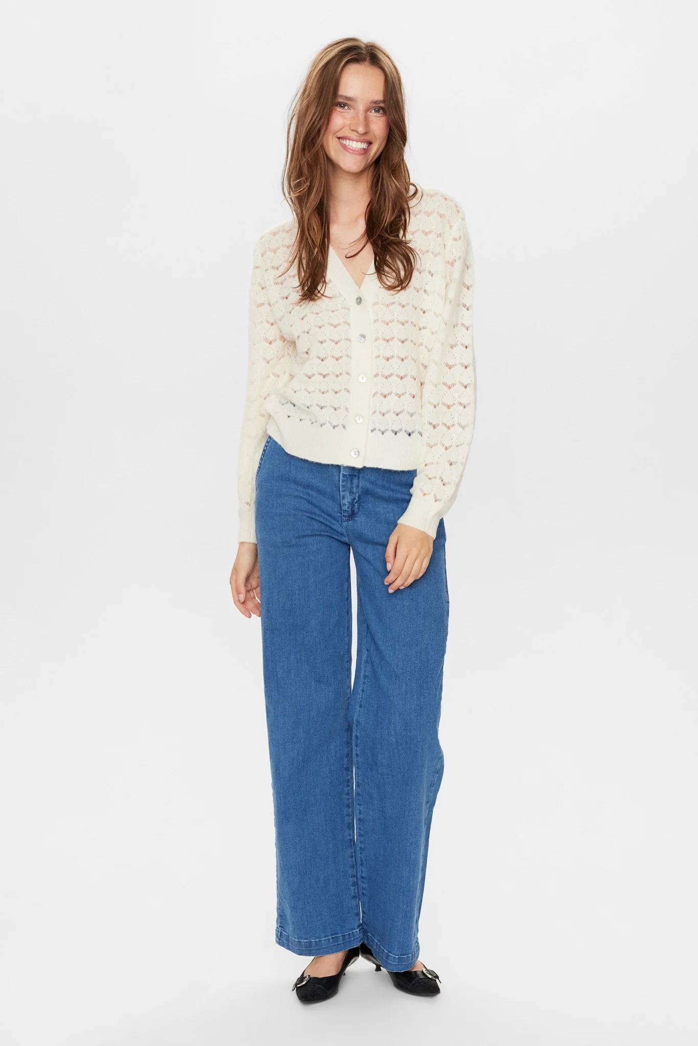 NURIETTA POINTELLE CARDIGAN - Cloud Dancer - Image 3