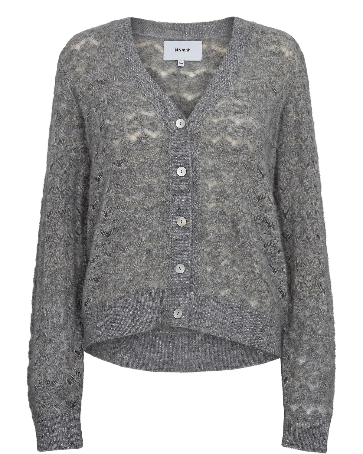 NURIETTA POINTELLE CARDIGAN  - Medium Grey mel