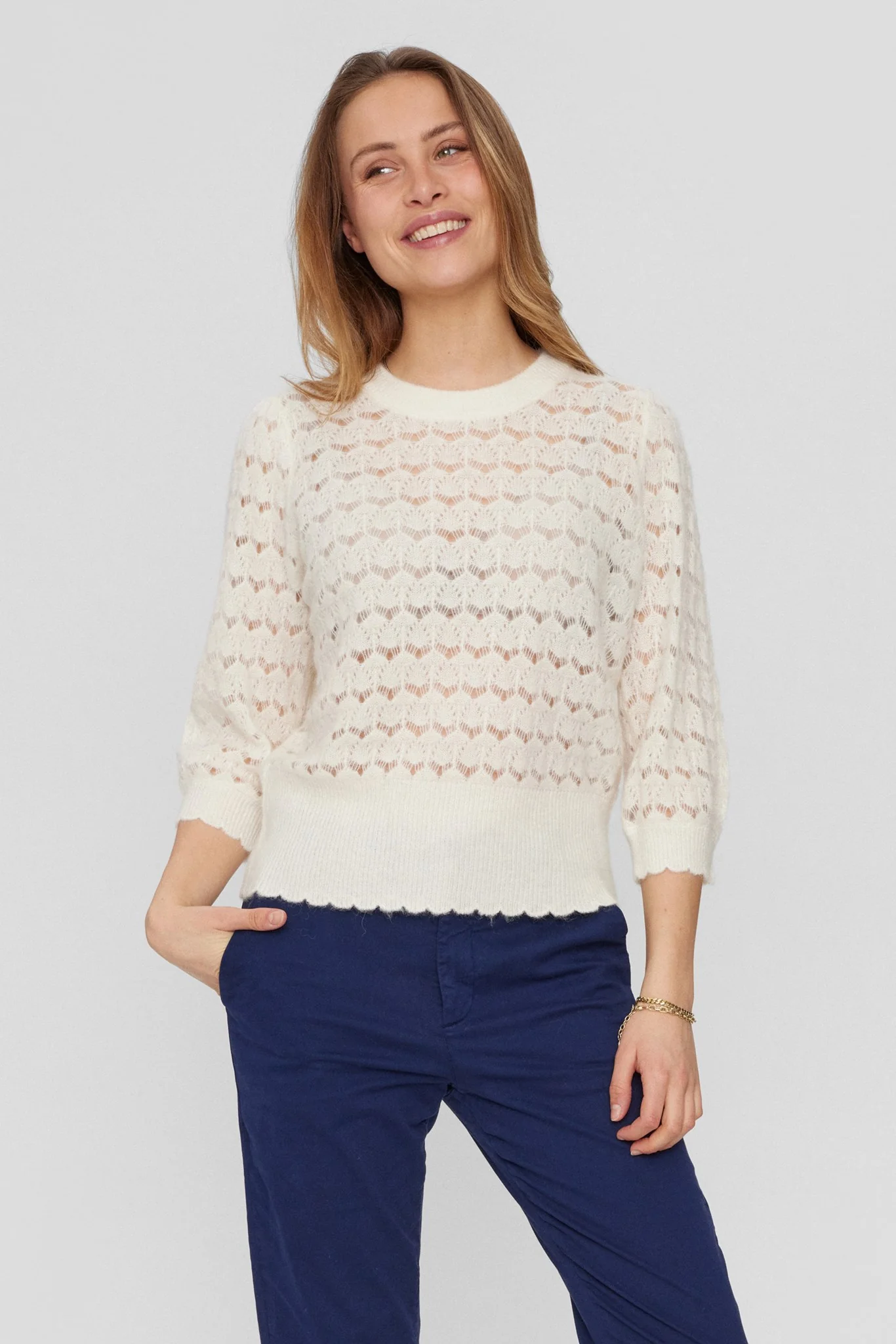 NURIETTA POINTELLE PULLOVER  - Cloud Dancer