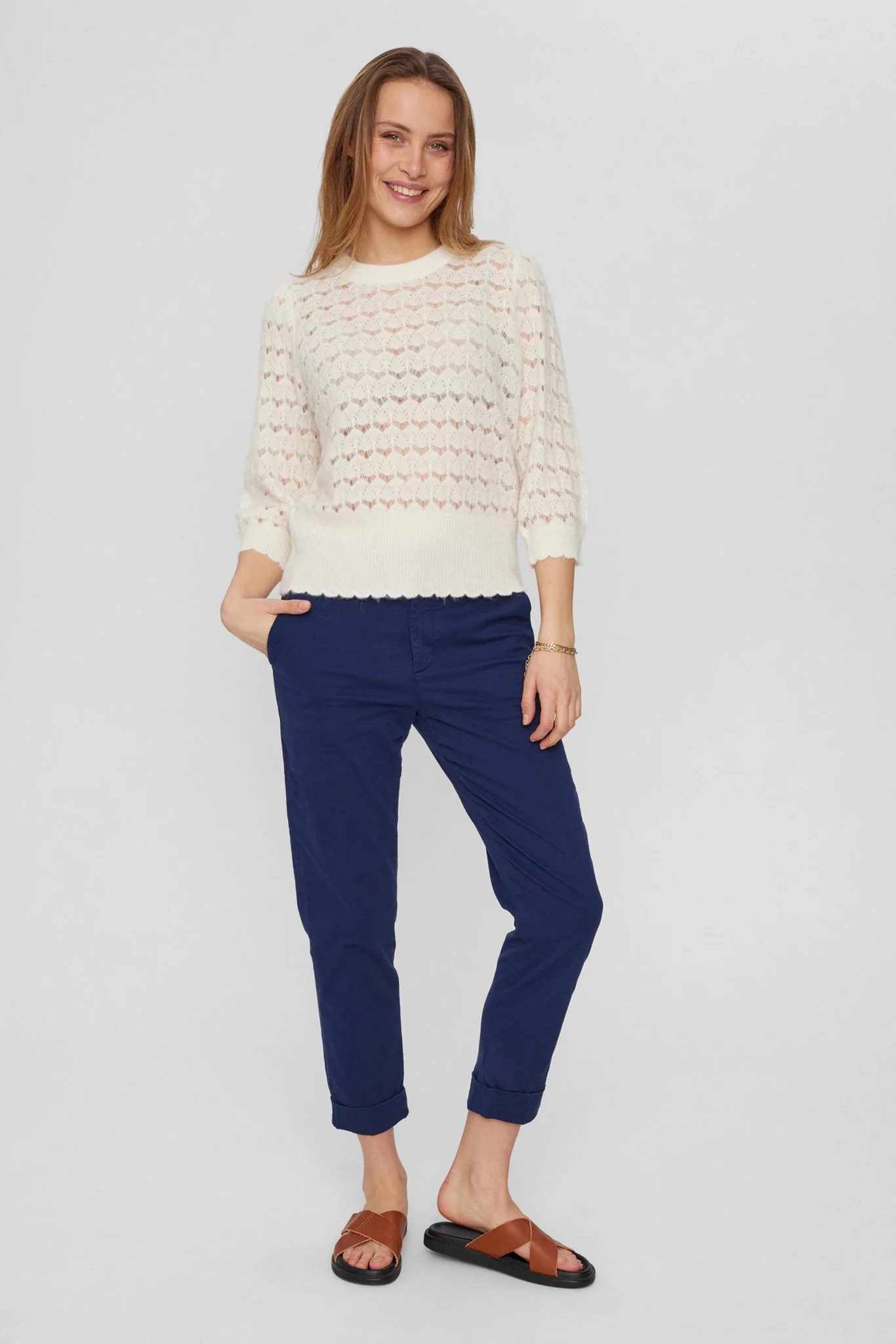 NURIETTA POINTELLE PULLOVER  - Cloud Dancer - Image 3