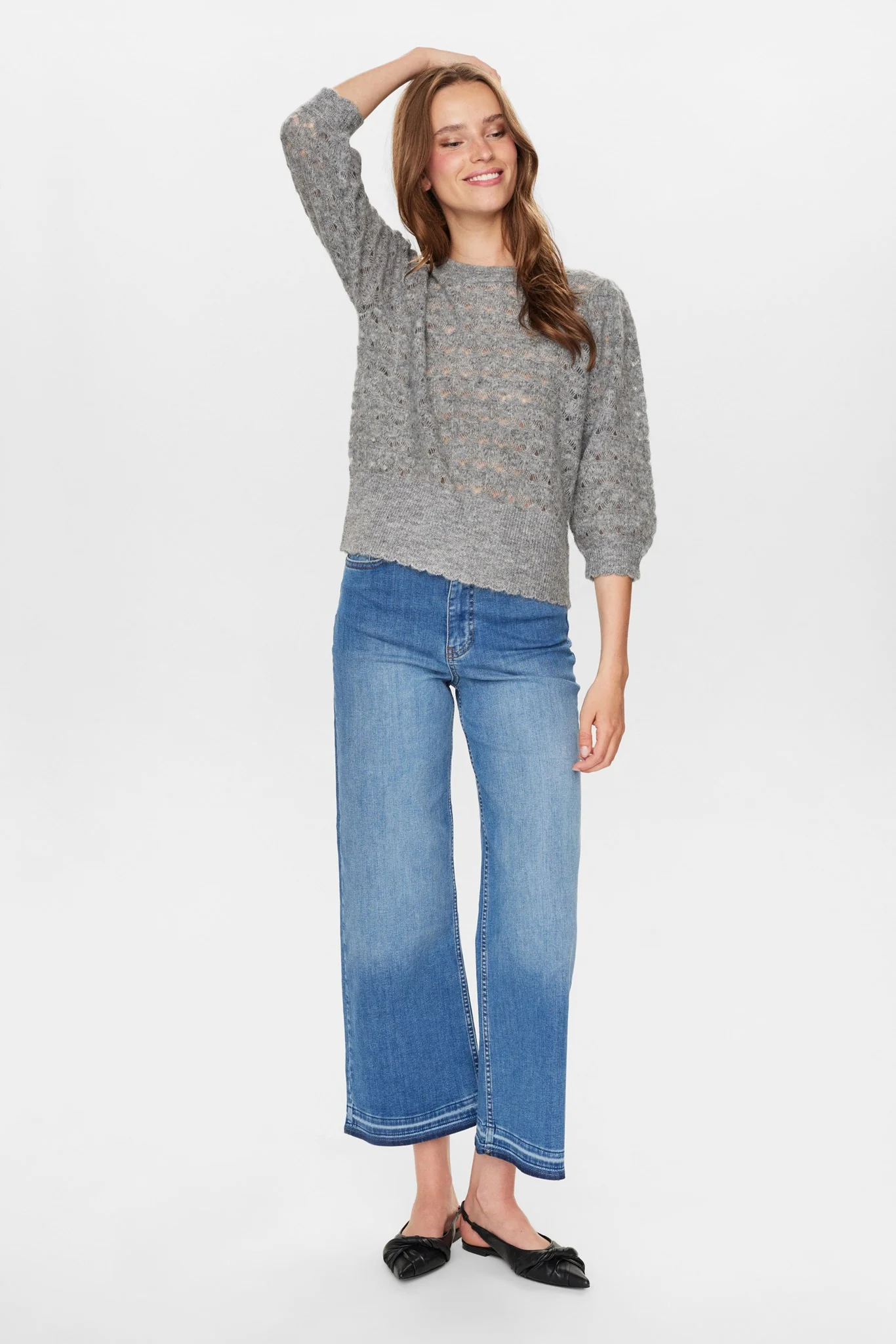 NURIETTA POINTELLE PULLOVER  - Medium Grey mel - Image 3