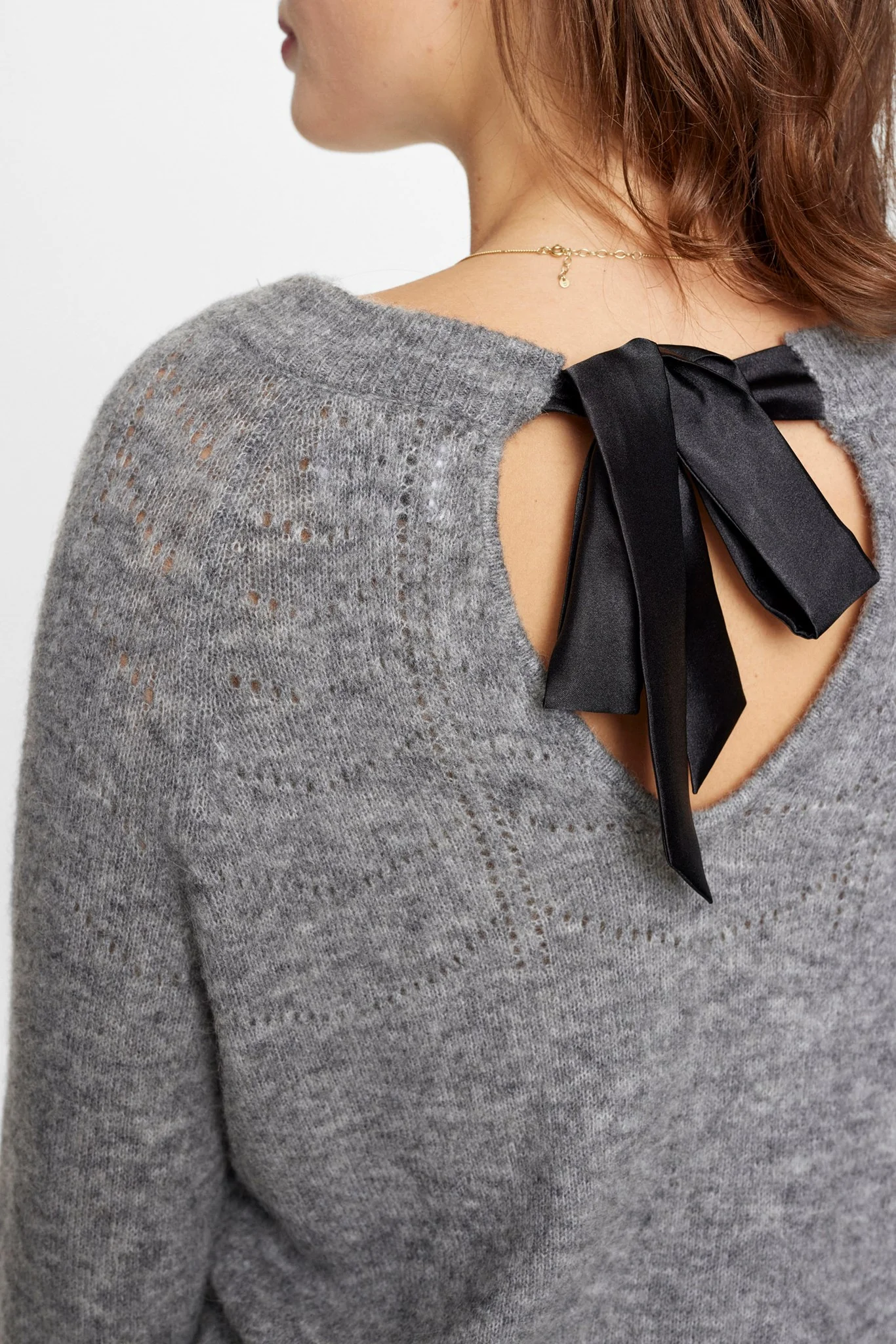 NURIETTE BOW PULLOVER  - Medium Grey mel - Image 5