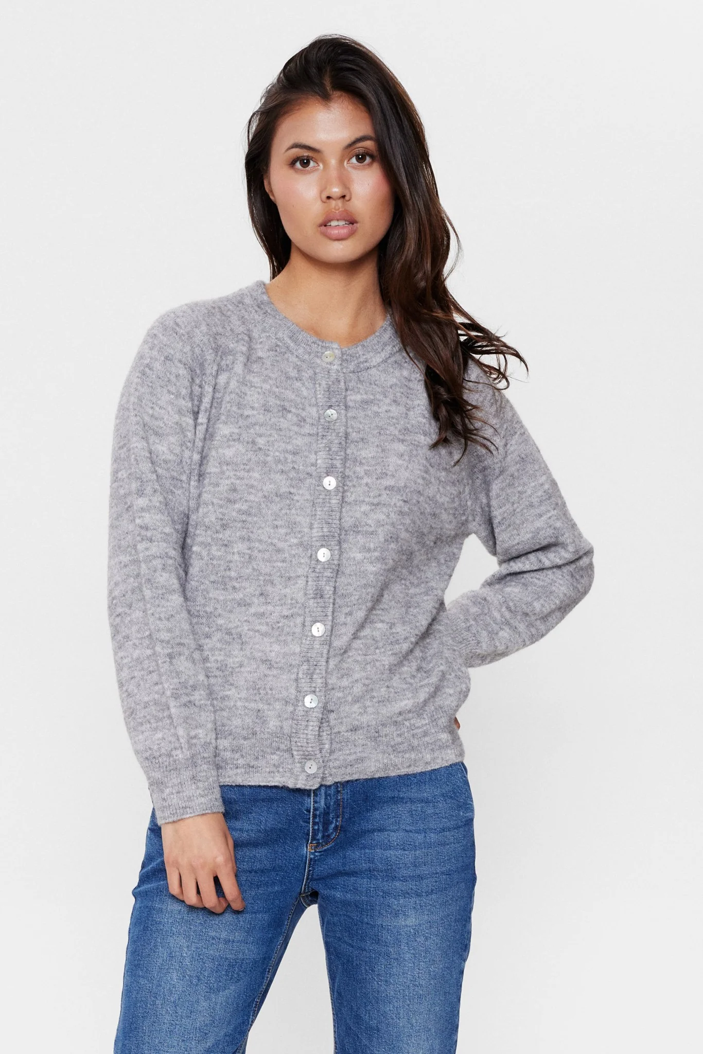 NURIETTE CARDIGAN - Medium Grey mel