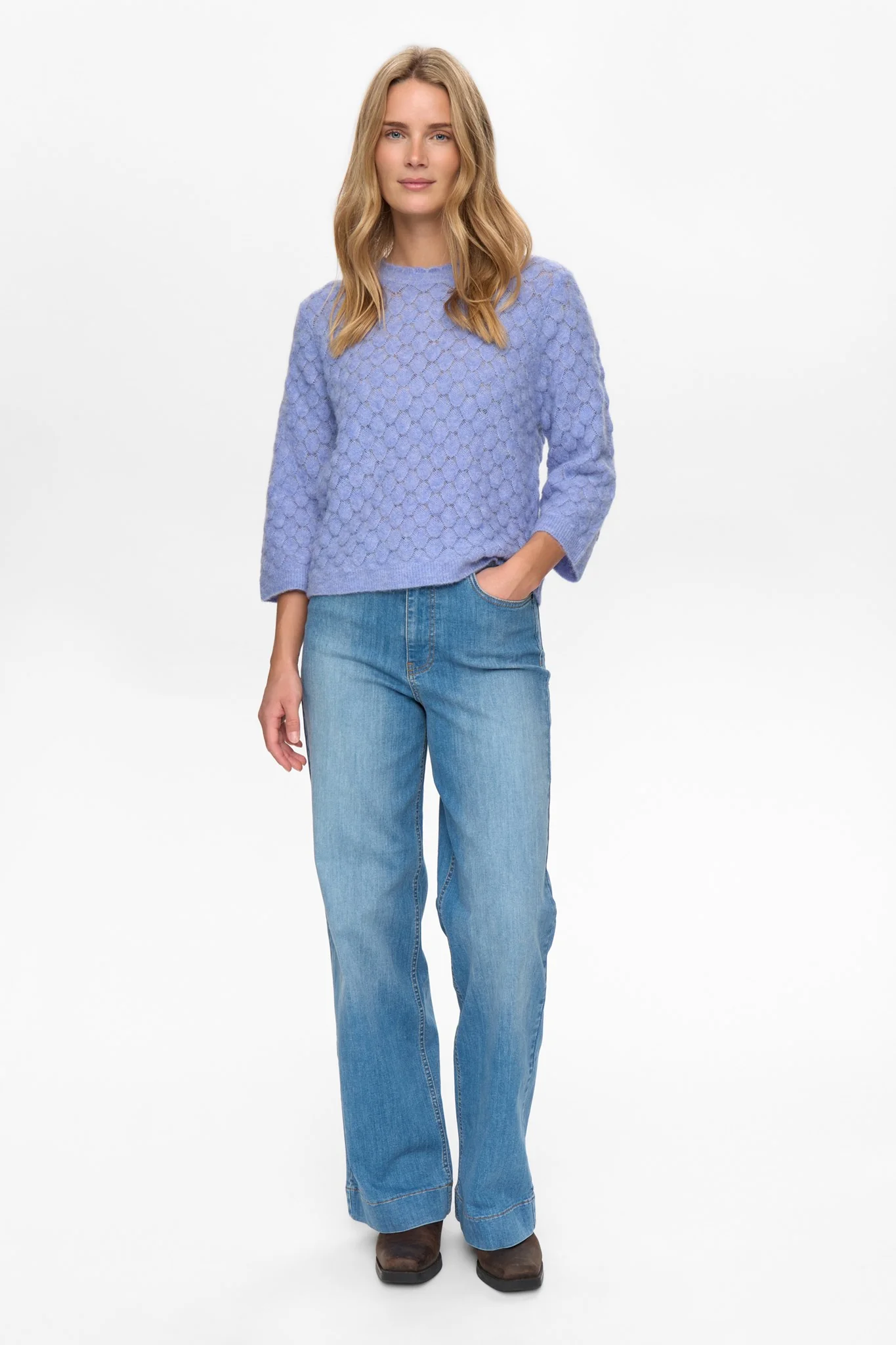 NURIETTE LEAF POINTELLE PULLOVER - Hydrangea - Image 3