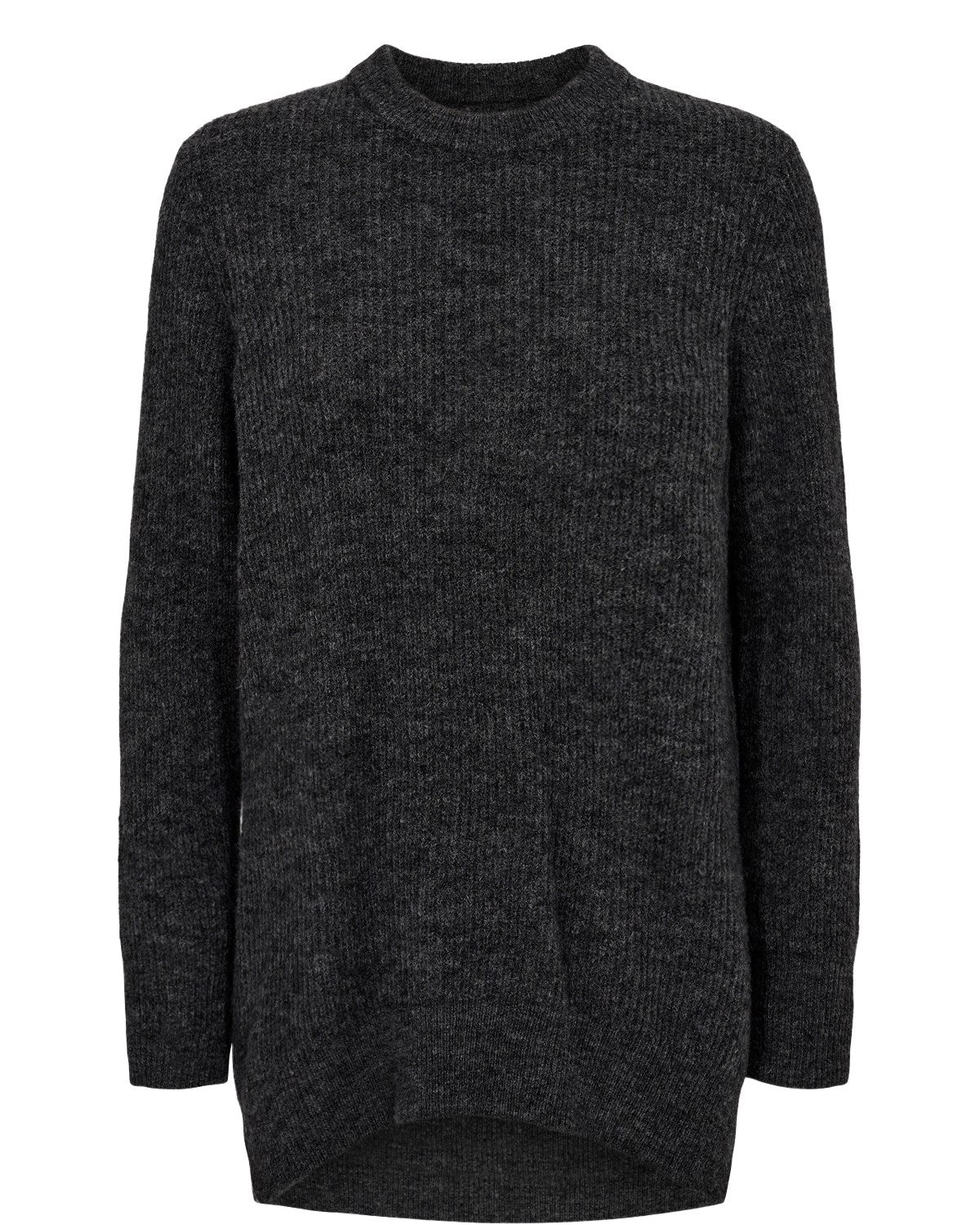 NURIETTE RIB PULLOVER - Dark grey melange