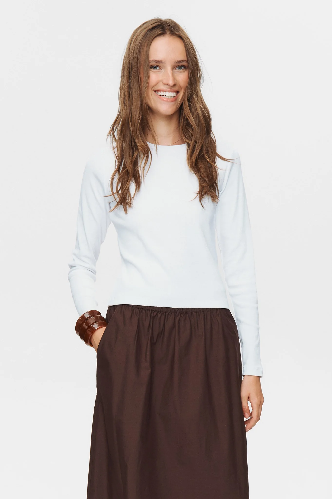 NURILEY LS CROPPED TEE - Bright White