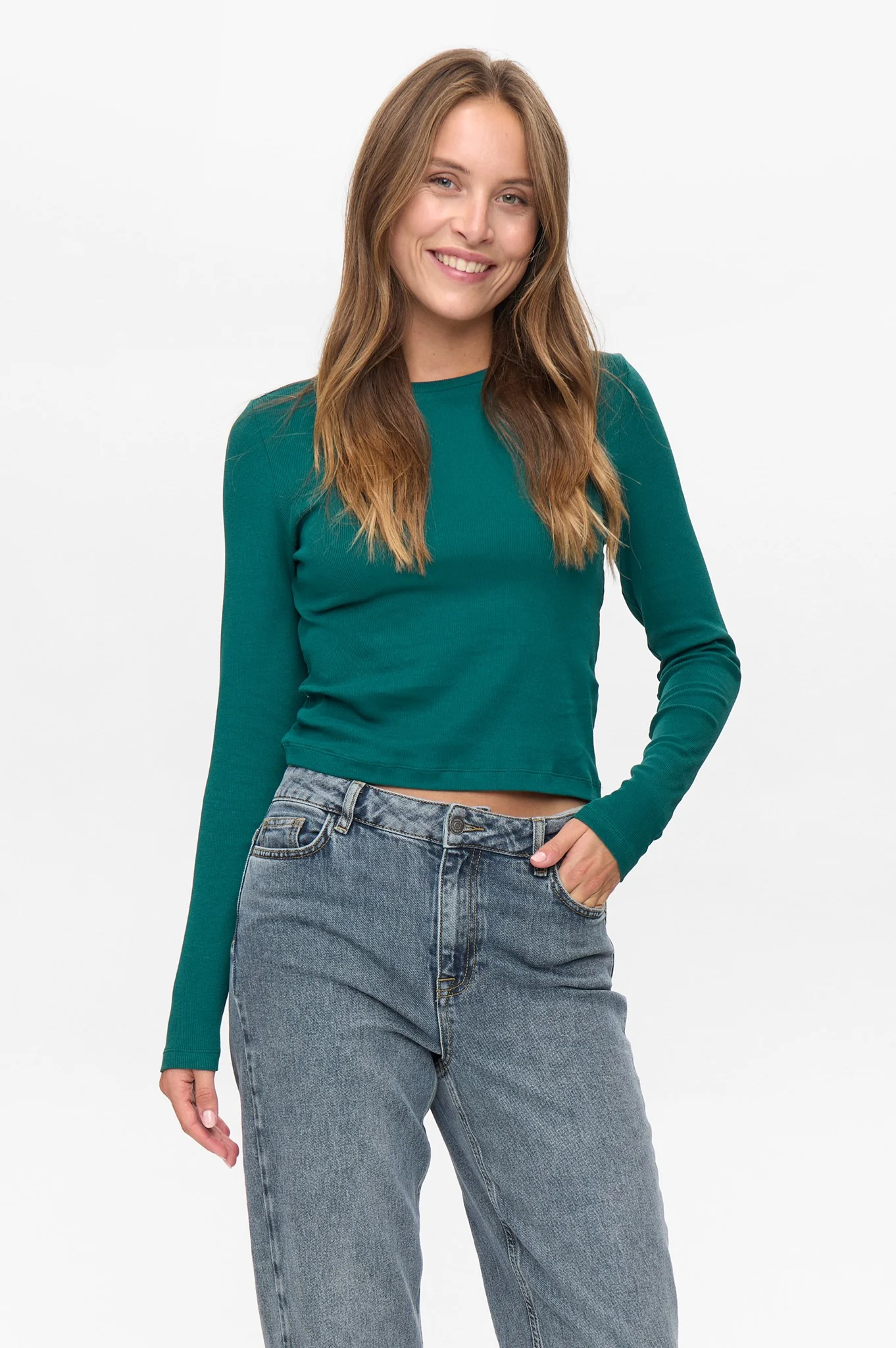 NURILEY LS CROPPED TEE - Rain Forest