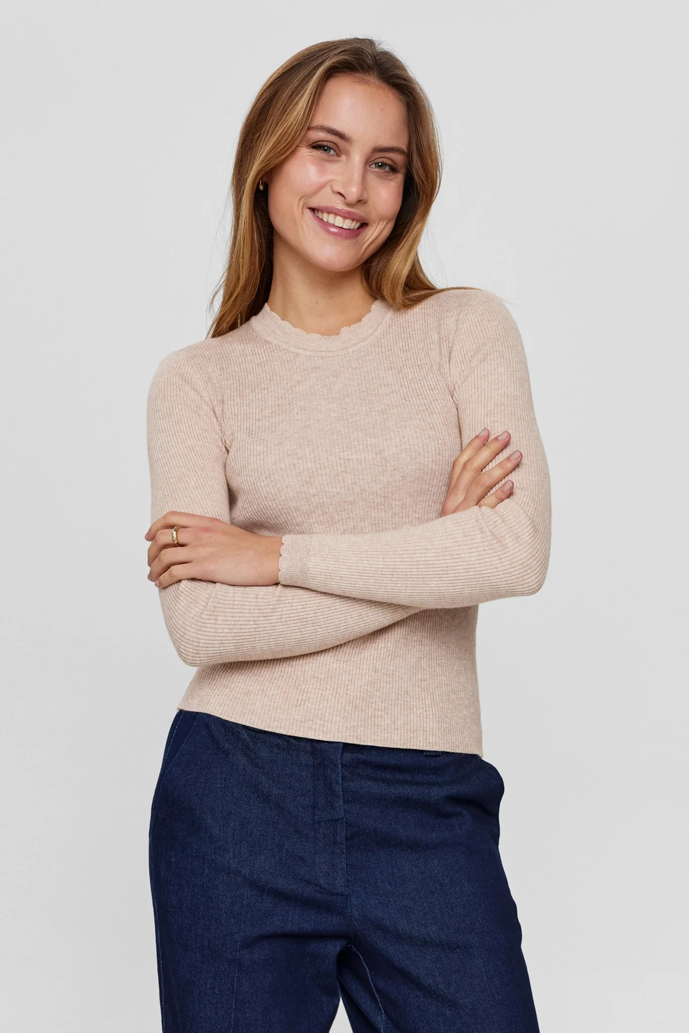 NUROA O-NECK PULLOVER  - Sesame Melange