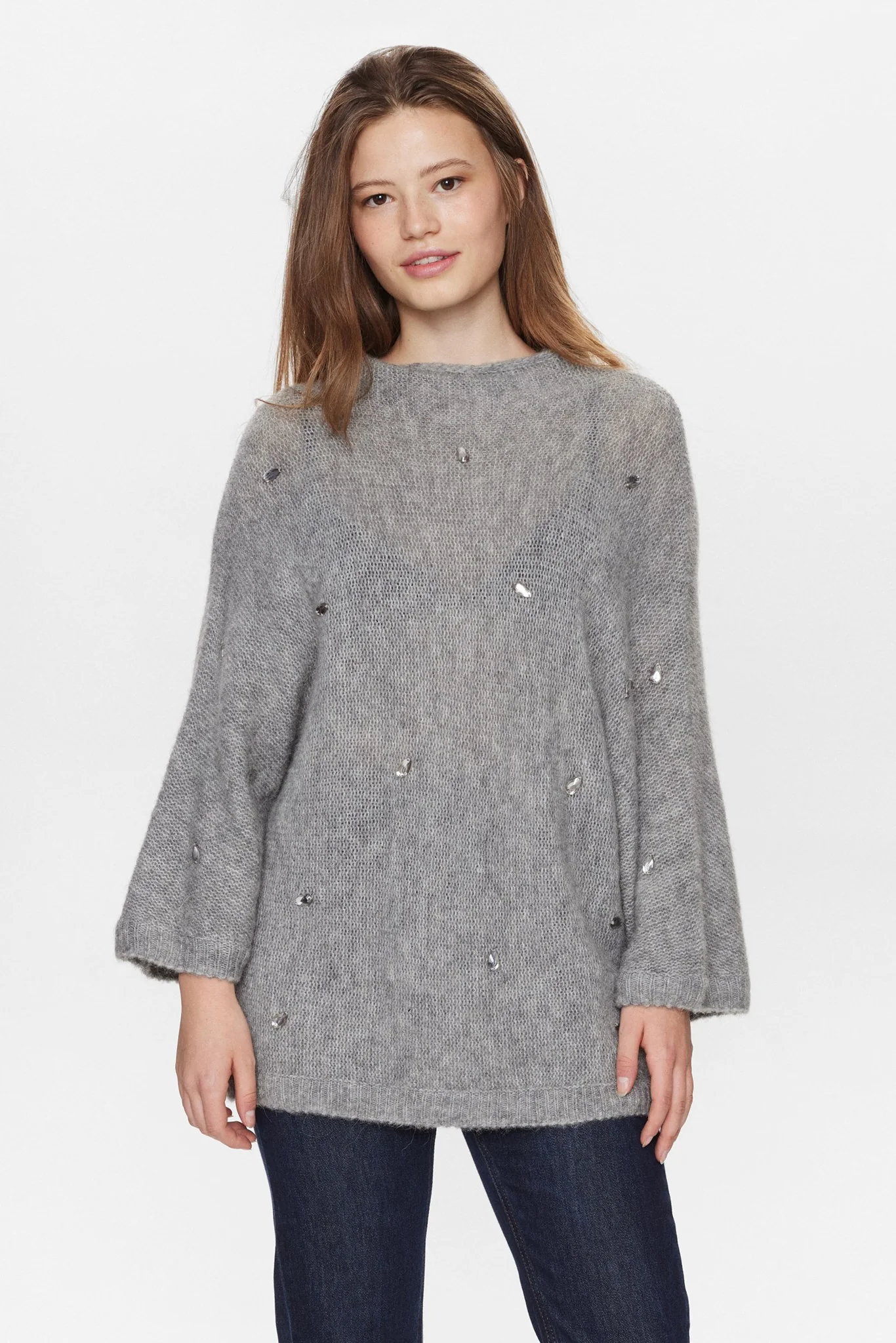 NUSAIDANI PULLOVER - Medium Grey mel