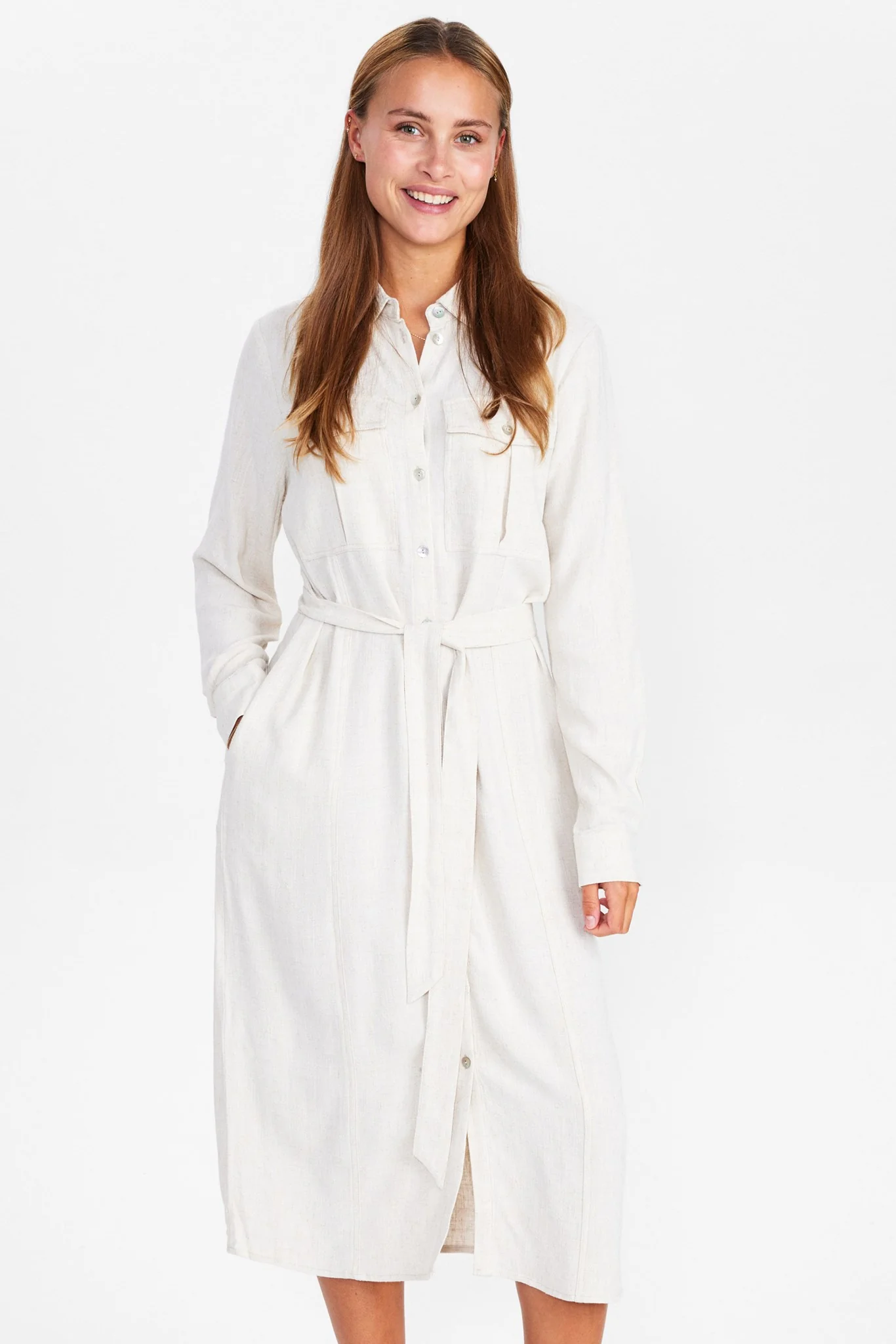 NUSASSIE SHIRT DRESS - Sesame Melange