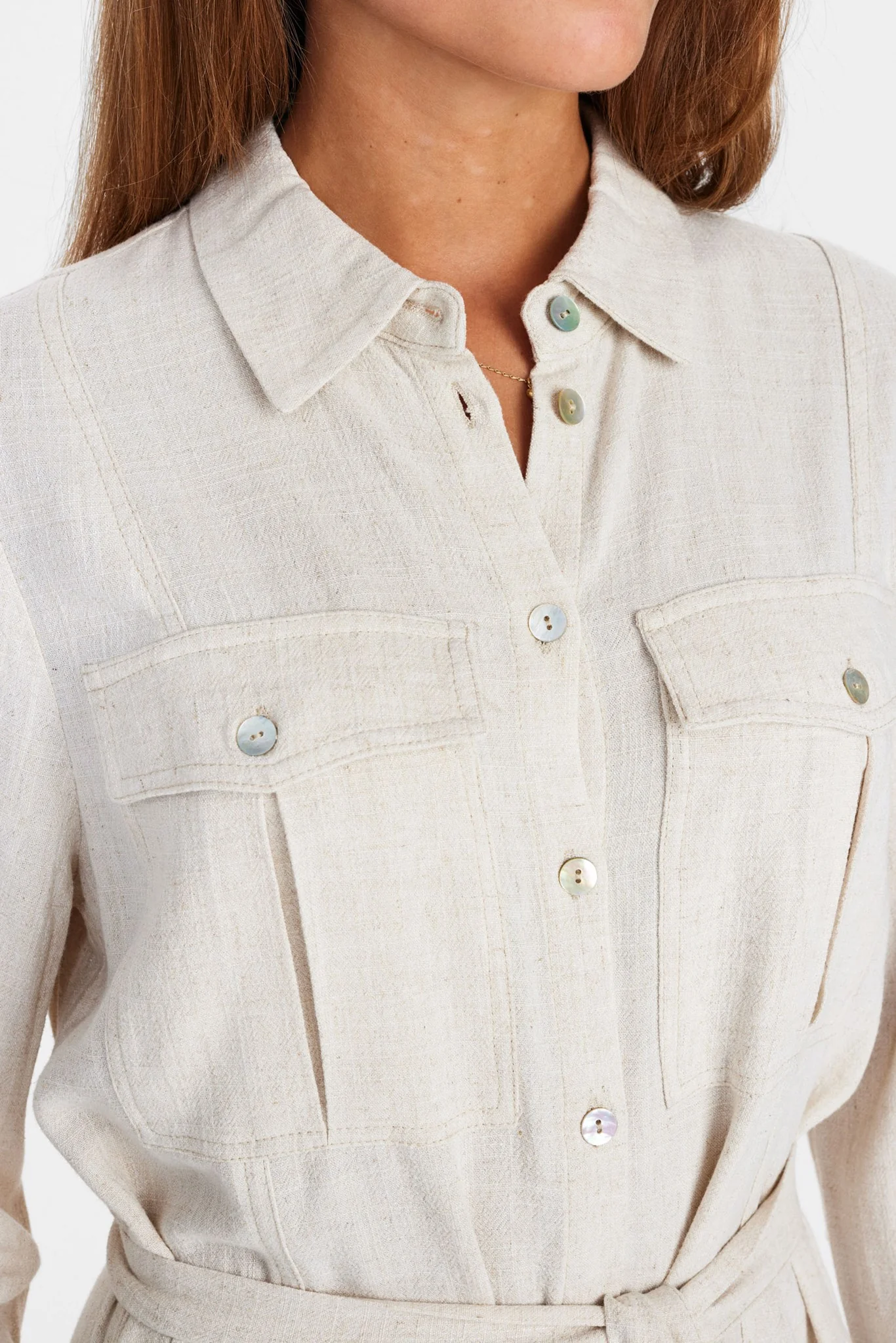 NUSASSIE SHIRT DRESS - Sesame Melange - Image 4