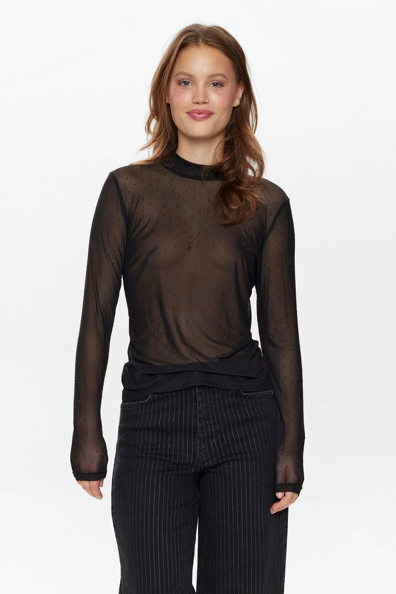 NUSATTY MESH BLOUSE - Caviar