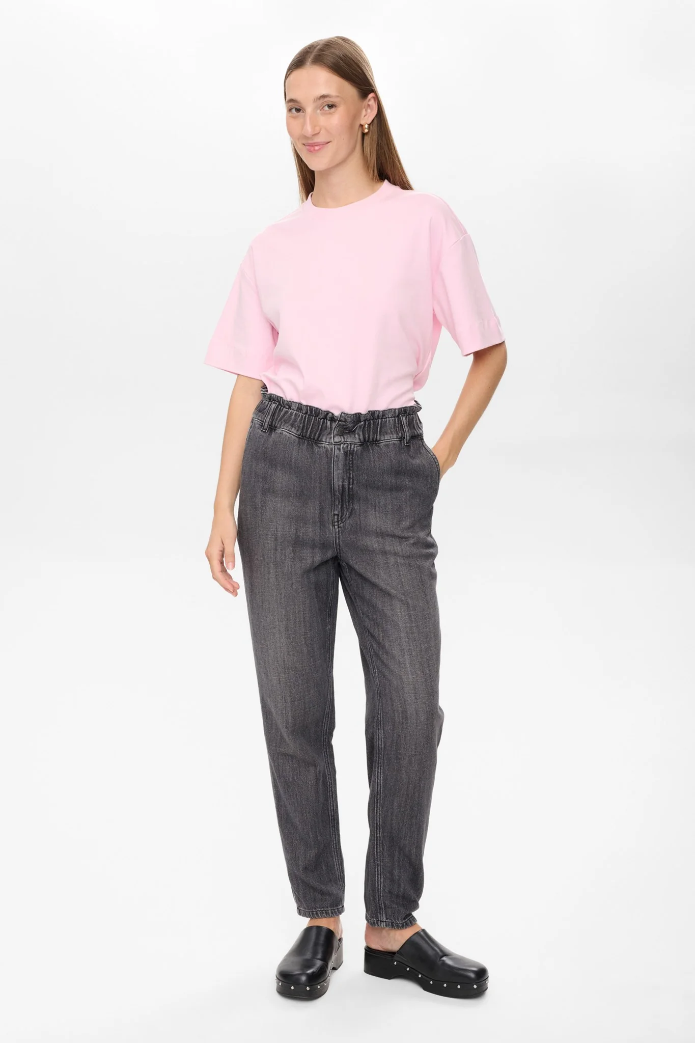 NUSEOUL PAPERBAG JEANS - Medium Grey Denim - Image 3