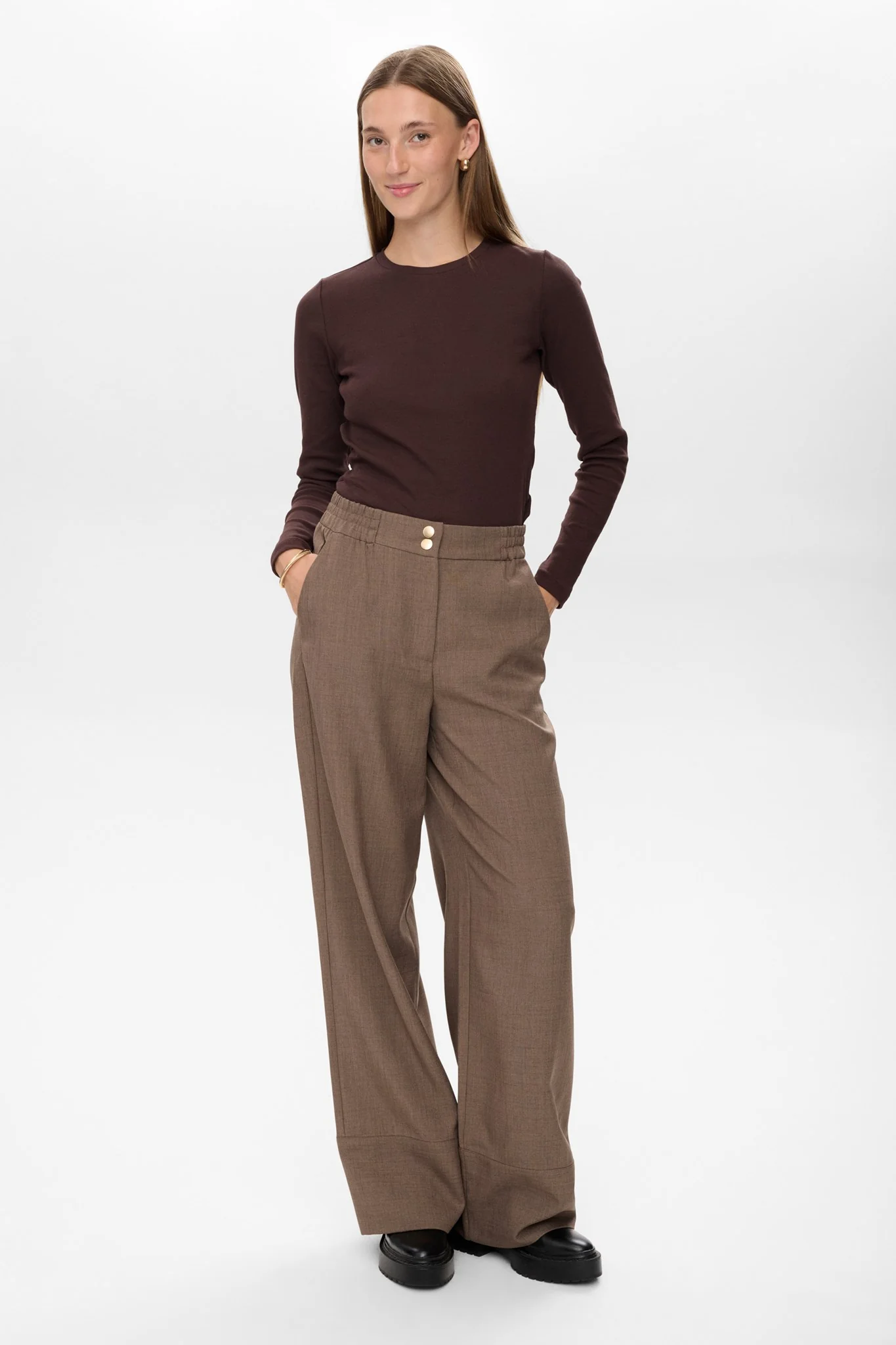 NUSHELLY PANTS - Brown Lentil Melange - Image 3