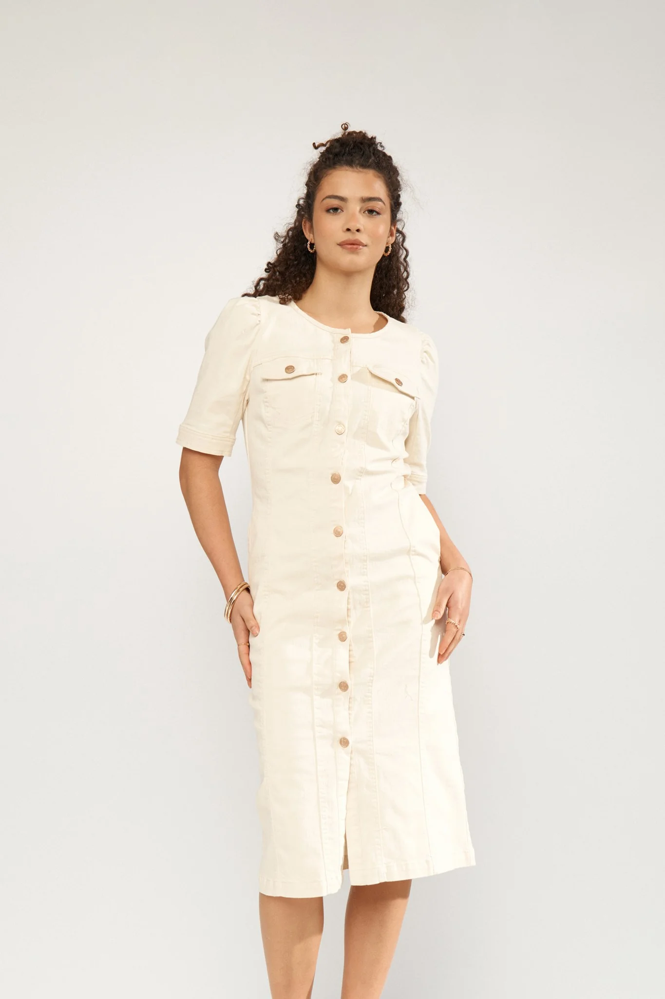 NUSILVA DRESS - Ecru denim