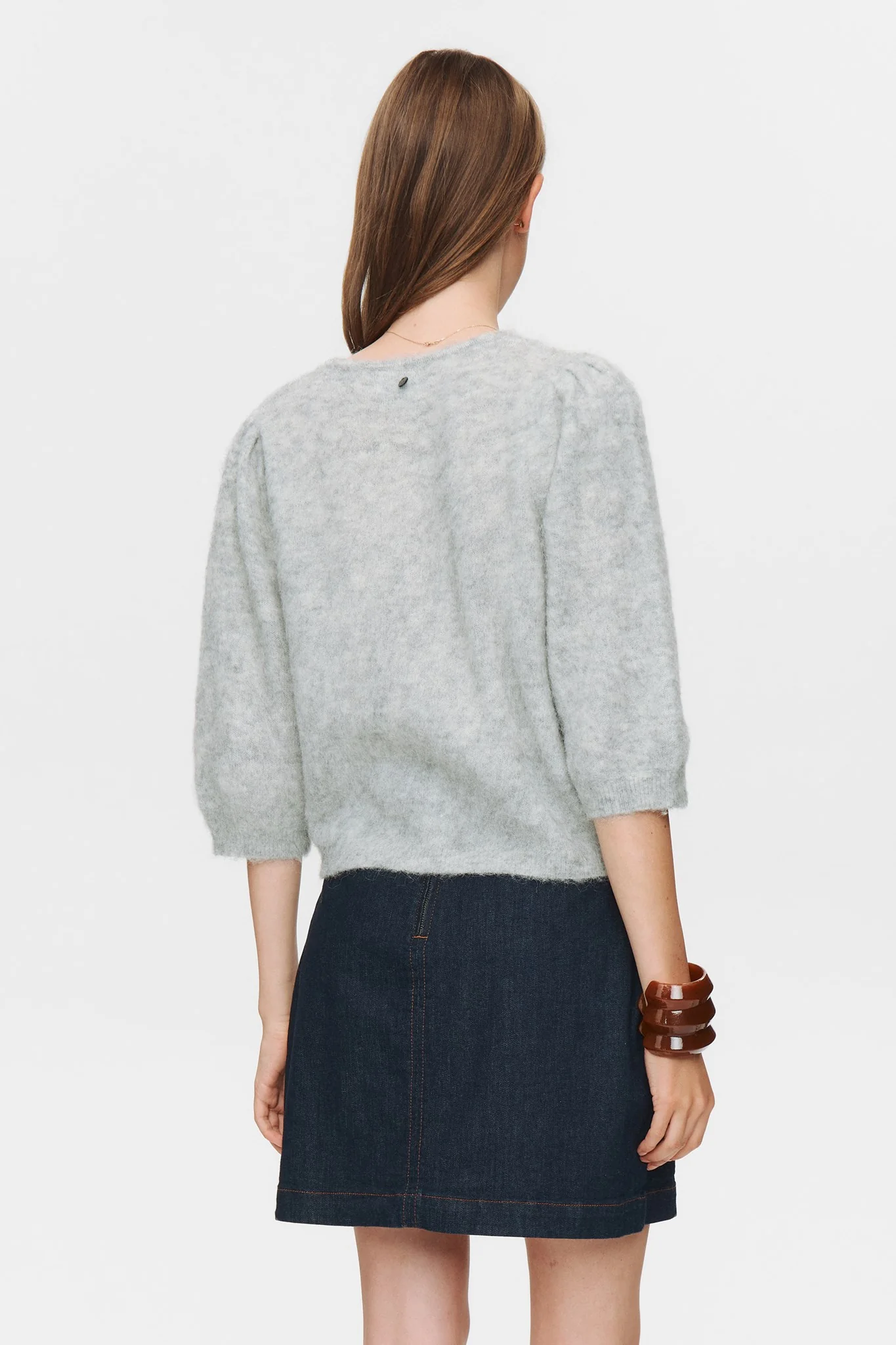 NUSURI BRUSHED SS CARDIGAN - Light grey mel - Image 2