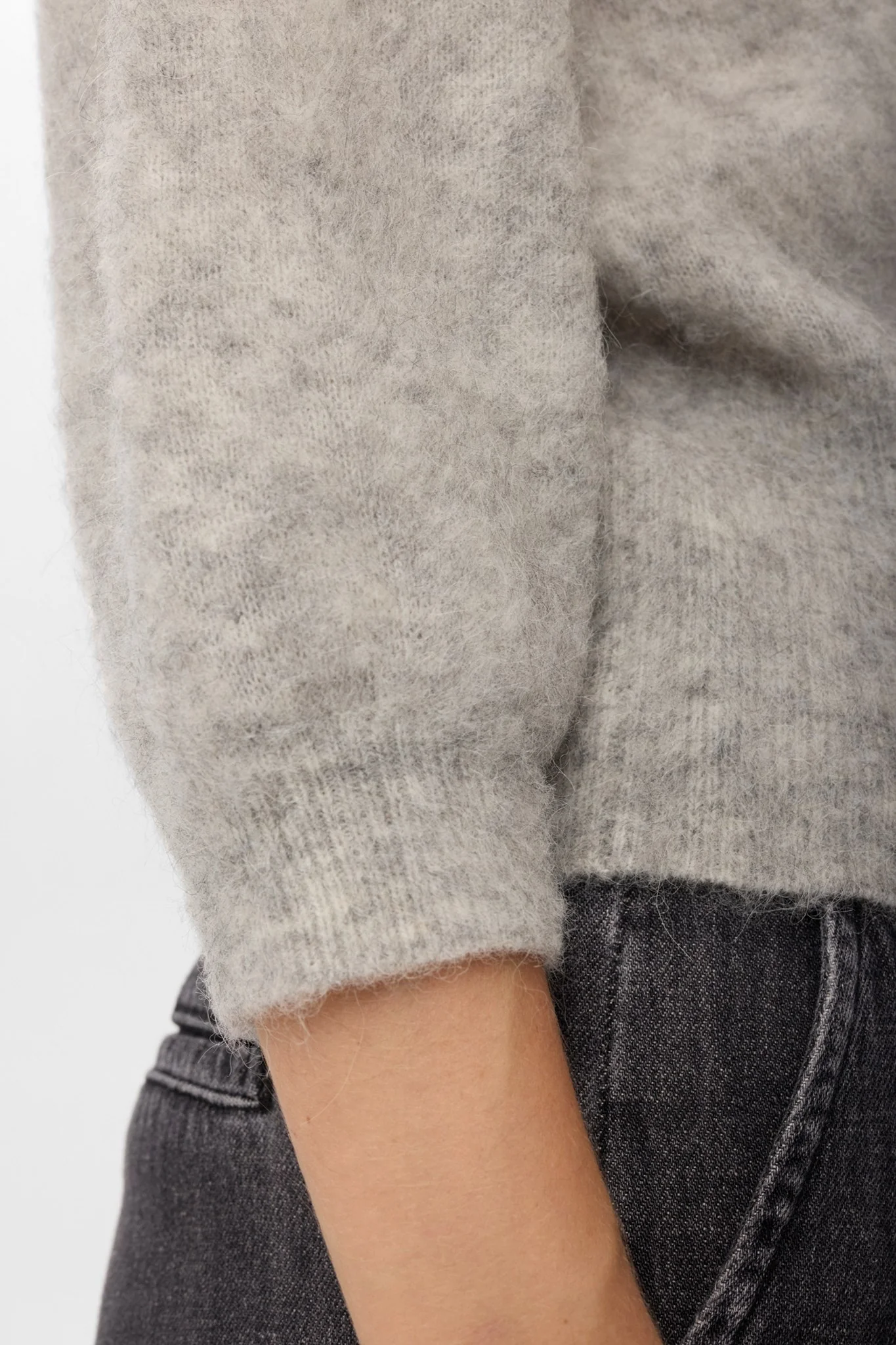 NUSURI BRUSHED SS PULLOVER - Light grey mel - Image 5