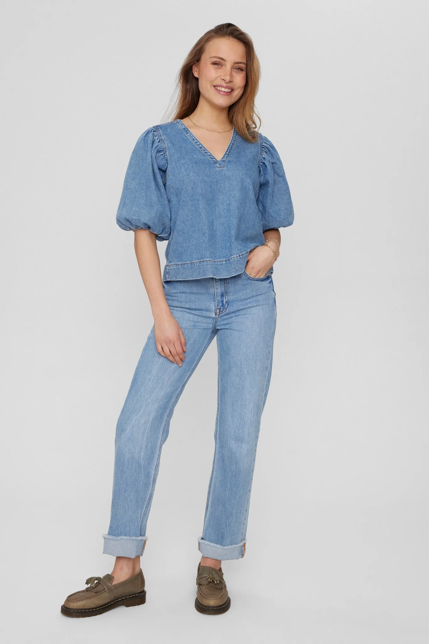 NUTORONTO BLOUSE - Medium Blue Denim - Image 3