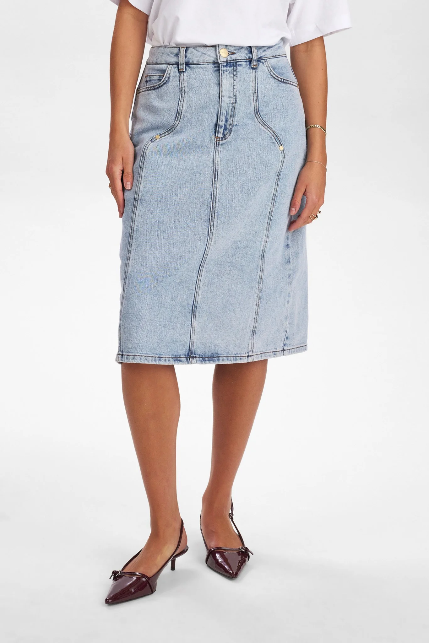 NUTORONTO MIDI SKIRT  - Light Blue Denim