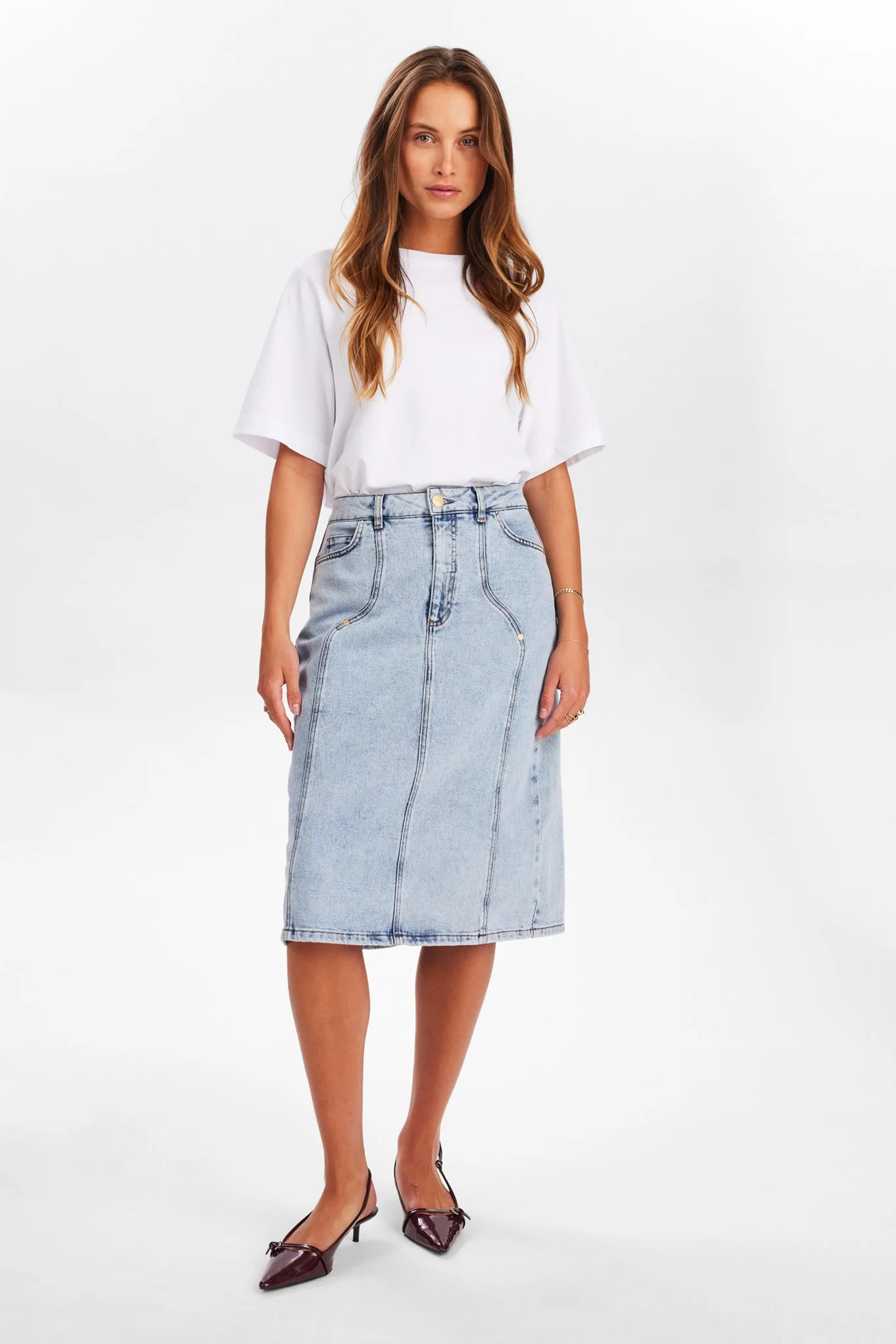 NUTORONTO MIDI SKIRT  - Light Blue Denim - Image 3