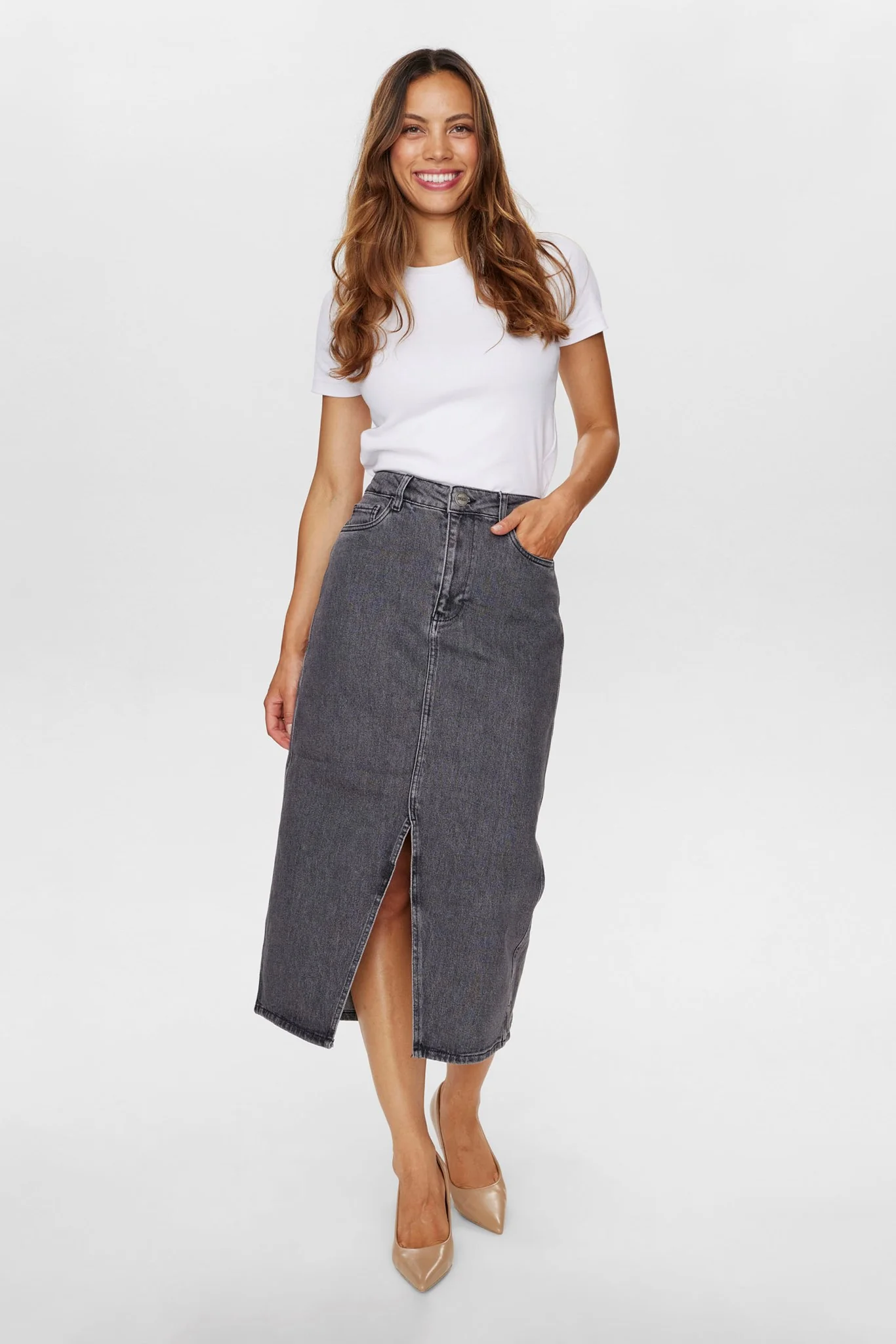 NUTORONTO SKIRT - DARK GREY - Dark Grey Denim - Image 3