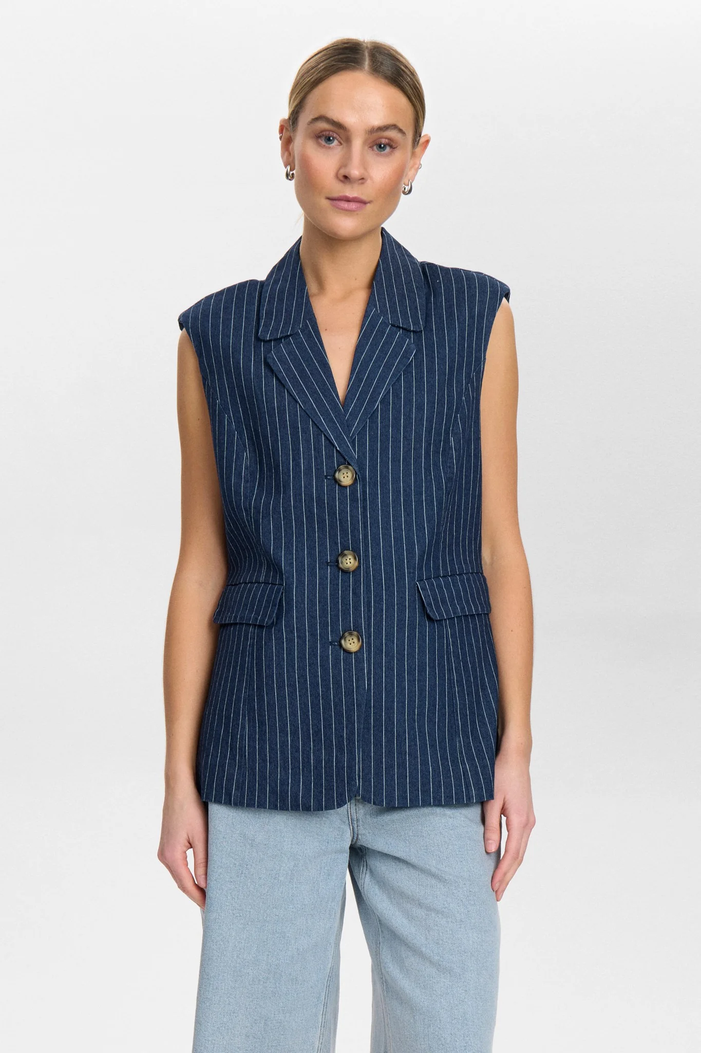 NUVIBEKE VEST - Medium Blue Denim