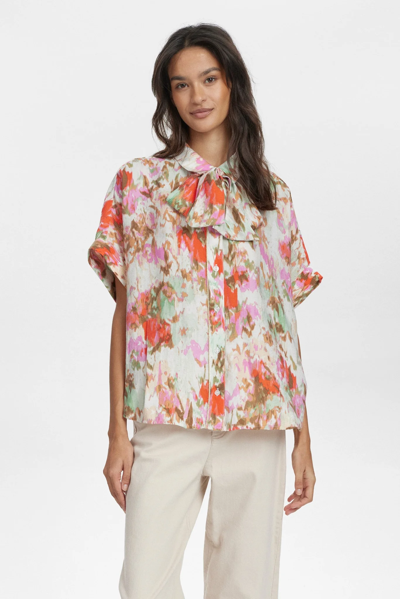NUVINNIE SS BOW SHIRT - Pristine