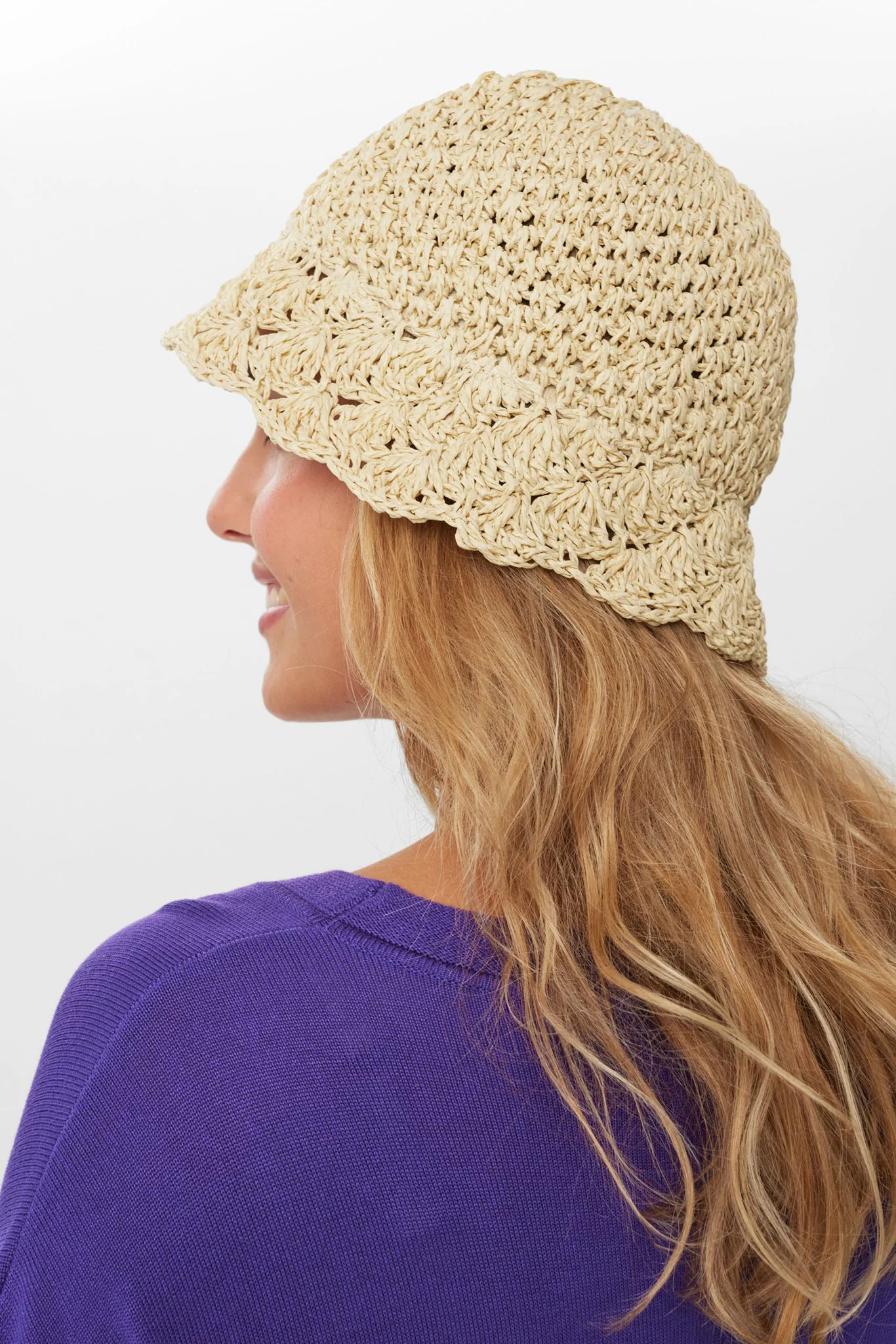 NUWENDY STRAW BUCKET HAT  - Cloud Dancer - Image 2